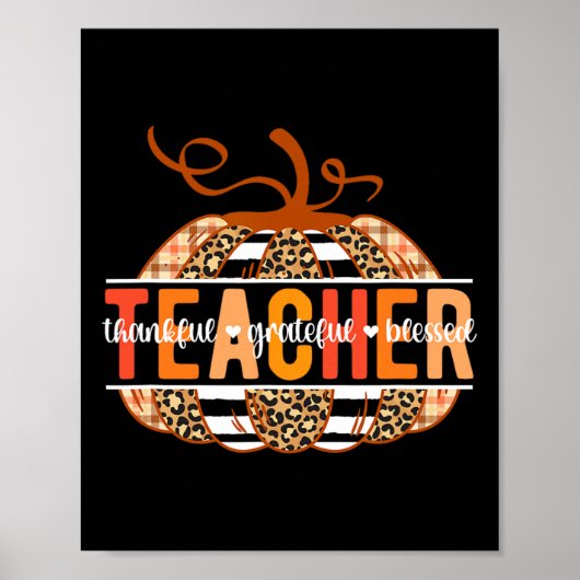 Dankbare dankbare Gezegende Leraar Thanksgiving Th Poster (Voorkant)