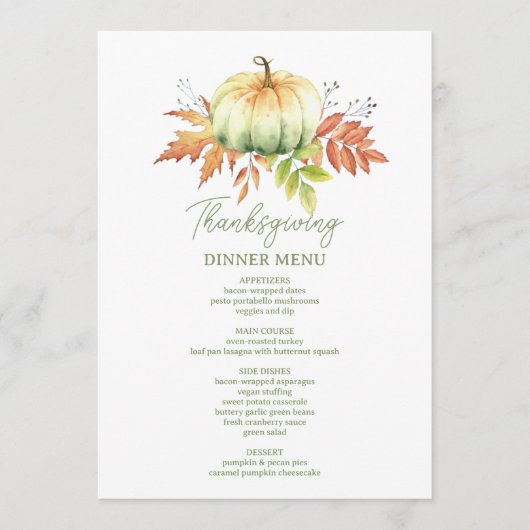 dankbare dankbare gezegende minimalistische Thanks Menu (Voorkant)