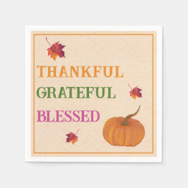 Dankbare dankbare gezegende pompoen val bladeren servet