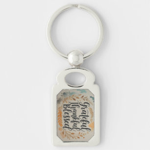 Dankbare, dankbare, gezegende rechthoek Sleutelhan Sleutelhanger