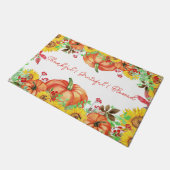 Dankbare dankbare gezegende rustieke pompoenbloem deurmat (Schuin)