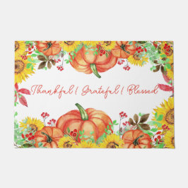 Dankbare dankbare gezegende rustieke pompoenbloem deurmat