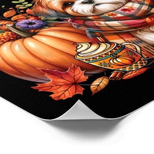 Dankbare dankbare gezegende Shih Tzu Dog Herfst Y' Poster (Hoek)