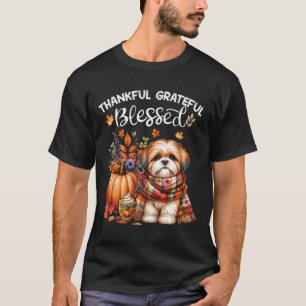 Dankbare dankbare gezegende Shih Tzu Dog Herfst Y' T-shirt