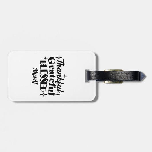 Dankbare, dankbare, gezegende sprankelende Thanksg Bagagelabel (Achterkant horizontaal)