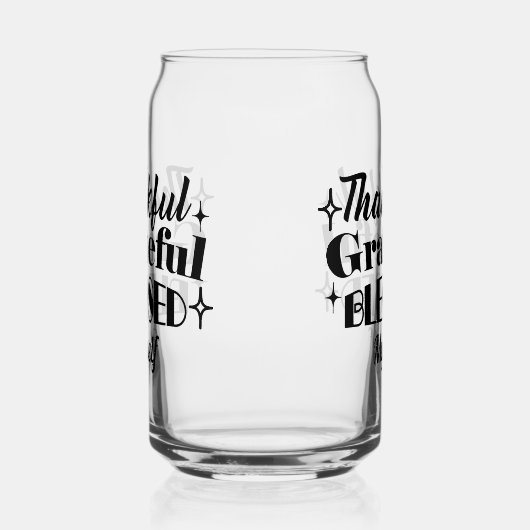 Dankbare, dankbare, gezegende sprankelende Thanksg Blikvorm Glas (Rechts)
