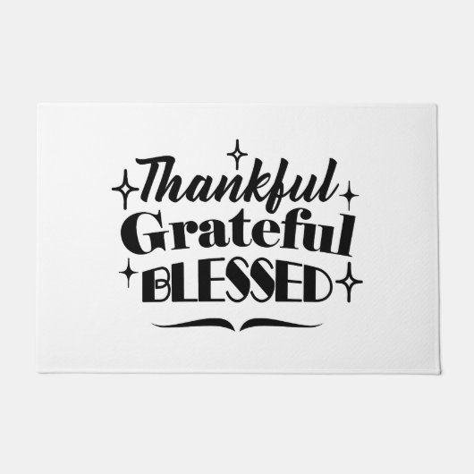 Dankbare, dankbare, gezegende sprankelende Thanksg Deurmat (Voorkant)