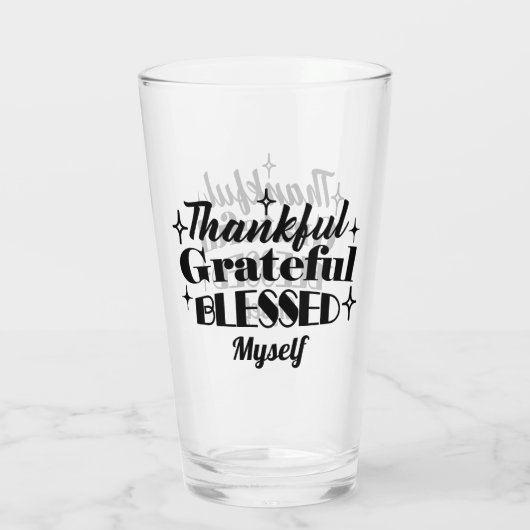 Dankbare, dankbare, gezegende sprankelende Thanksg Glas (Achterkant)