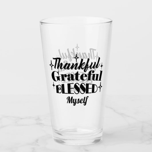 Dankbare, dankbare, gezegende sprankelende Thanksg Glas (Voorkant)