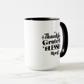 Dankbare, dankbare, gezegende sprankelende Thanksg Mok (Voorkant rechts)