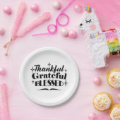 Dankbare, dankbare, gezegende sprankelende Thanksg Papieren Bordje (Feest)