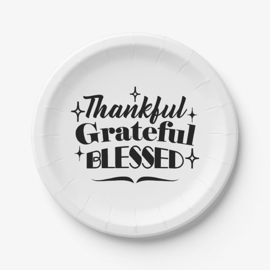 Dankbare, dankbare, gezegende sprankelende Thanksg Papieren Bordje (Voorkant)
