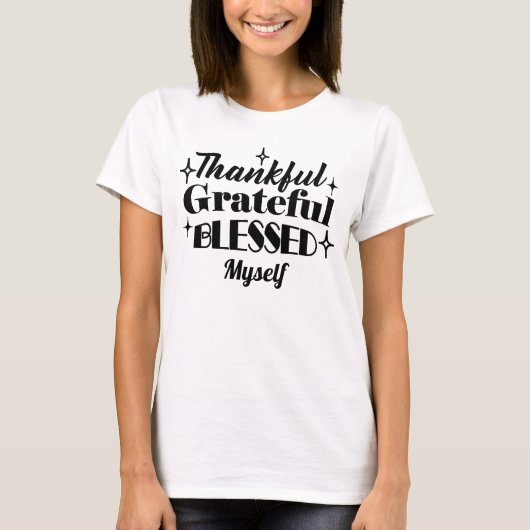 Dankbare, dankbare, gezegende sprankelende Thanksg T-shirt (Voorkant)