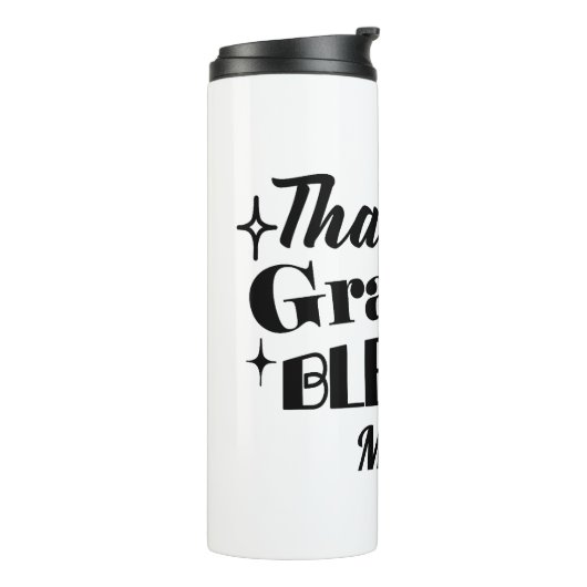 Dankbare, dankbare, gezegende sprankelende Thanksg Thermosbeker (Gedraaid links)