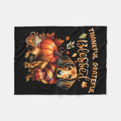 Dankbare Dankbare Gezegende Teckel Hond Herfst Y'a Fleece Deken (Voorkant (Horizontaal))