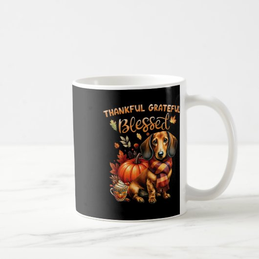 Dankbare Dankbare Gezegende Teckel Hond Herfst Y'a Koffiemok (Rechts)
