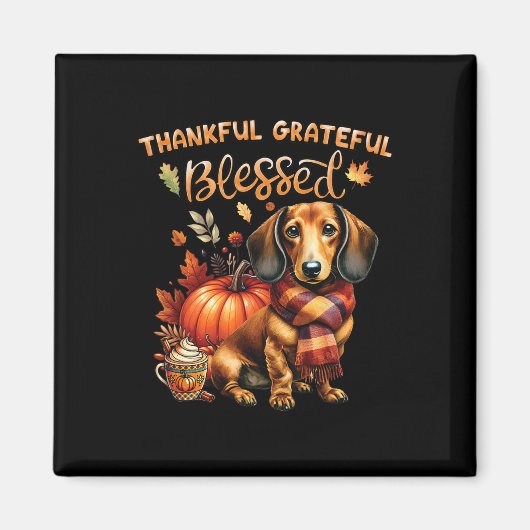 Dankbare Dankbare Gezegende Teckel Hond Herfst Y'a Magneet (Voorkant)
