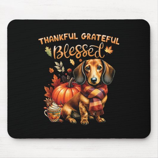 Dankbare Dankbare Gezegende Teckel Hond Herfst Y'a Muismat (Voorkant)