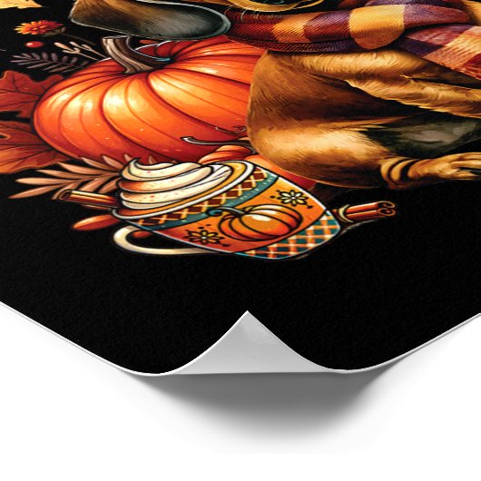 Dankbare Dankbare Gezegende Teckel Hond Herfst Y'a Poster (Hoek)