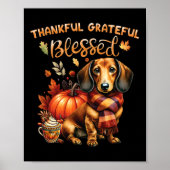 Dankbare Dankbare Gezegende Teckel Hond Herfst Y'a Poster (Voorkant)