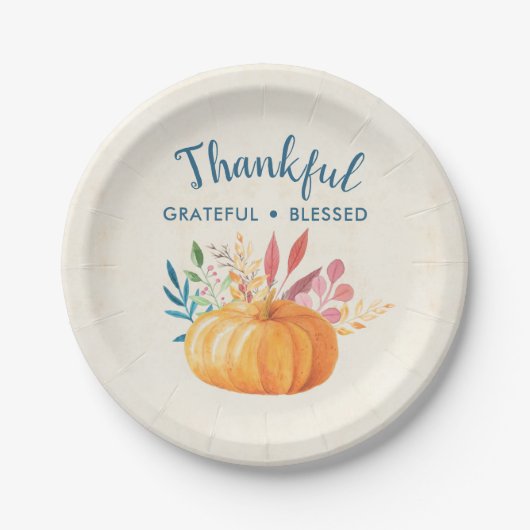 Dankbare dankbare gezegende typografie Thanksgivin Papieren Bordje (Voorkant)