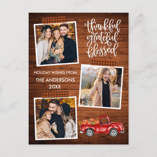 Dankbare dankbare gezegende vrachtwagen geruite Th Briefkaart (Voorkant)