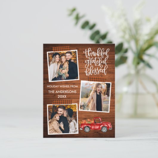 Dankbare dankbare gezegende vrachtwagen geruite Th Briefkaart (Staand voorkant)