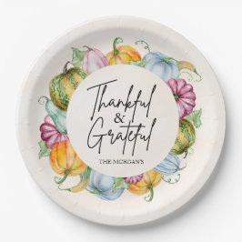 Dankbare & Dankbare Waterverf Pompoen Herfst Papieren Bordje