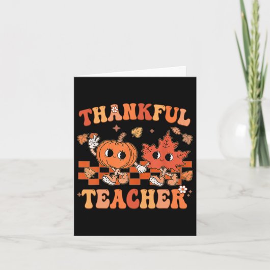 Dankbare Docent Retro Groovy Thanksgiving Herfst 1 Kaart (Voorkant)