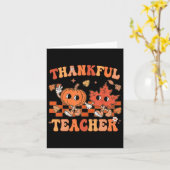 Dankbare Docent Retro Groovy Thanksgiving Herfst 1 Kaart (Gele Bloem)
