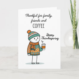 Dankbare Doodle met koffie - Prettig Thanksgiving Kaart