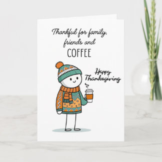 Dankbare Doodle met koffie - Prettig Thanksgiving Kaart