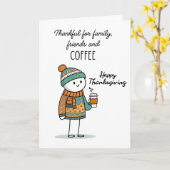 Dankbare Doodle met koffie - Prettig Thanksgiving Kaart (Gele Bloem)
