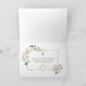 Dankbare Doop Blozend Witte Bloemen Gouden Meisje Bedankkaart (Binnen)