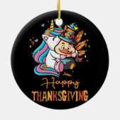 dankbare eenhoorn knuffels turkije gelukkig Thanks Keramisch Ornament (Achterkant)