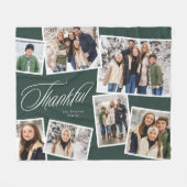 Dankbare elegante donkergroene 7 foto collage fleece deken (Voorkant (Horizontaal))