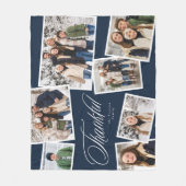 Dankbare elegante navy blauw 7 foto collage fleece deken (Voorkant)