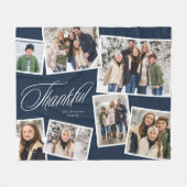 Dankbare elegante navy blauw 7 foto collage fleece deken (Voorkant (Horizontaal))