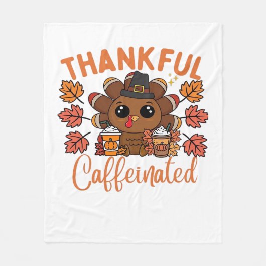 Dankbare en cafeïnehoudende Thanksgiving Fleece Deken (Voorkant)
