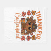 Dankbare en cafeïnehoudende Thanksgiving Fleece Deken (Voorkant (Horizontaal))