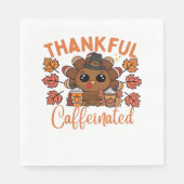 Dankbare en cafeïnehoudende Thanksgiving Servet (Voorkant)