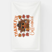 Dankbare en cafeïnehoudende Thanksgiving Spandoek (Verticaal)