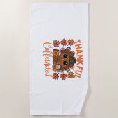 Dankbare en cafeïnehoudende Thanksgiving Strandlaken (Voorkant)