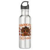 Dankbare en cafeïnehoudende Thanksgiving Waterfles (Voorkant)