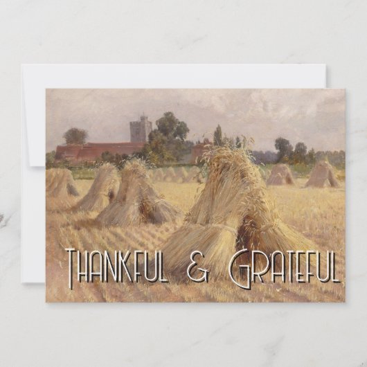 Dankbare en dankbare Corn Stooks Bray Church Feestdagenkaart (Voorkant)