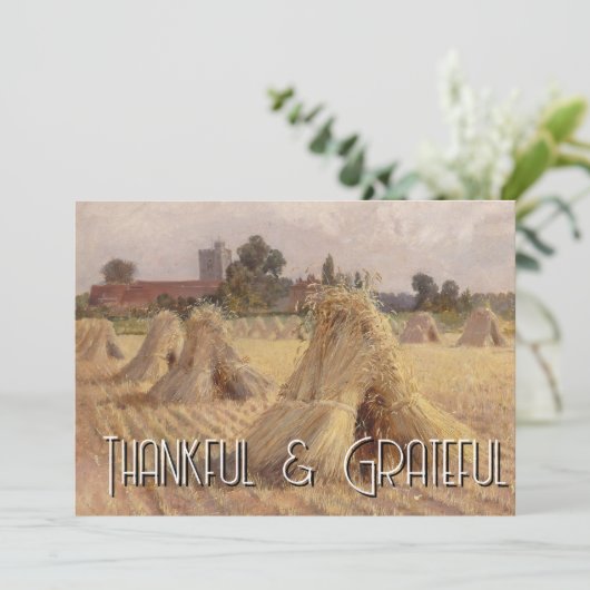 Dankbare en dankbare Corn Stooks Bray Church Feestdagenkaart (Staand voorkant)