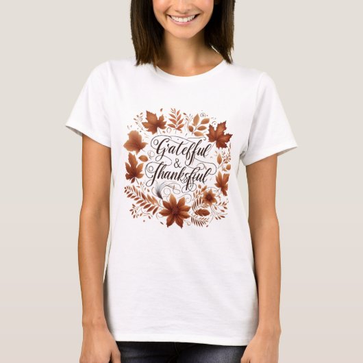 Dankbare en dankbare herfstinspiratie voor Thanksg T-shirt (Voorkant)