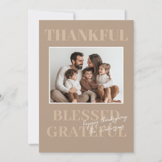 Dankbare en dankbare neutrale Thanksgiving Kaart (Voorkant)