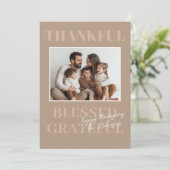 Dankbare en dankbare neutrale Thanksgiving Kaart (Staand voorkant)