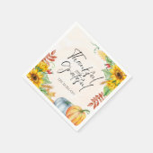 Dankbare en dankbare Waterverf Pumpkin Servet (Hoek)